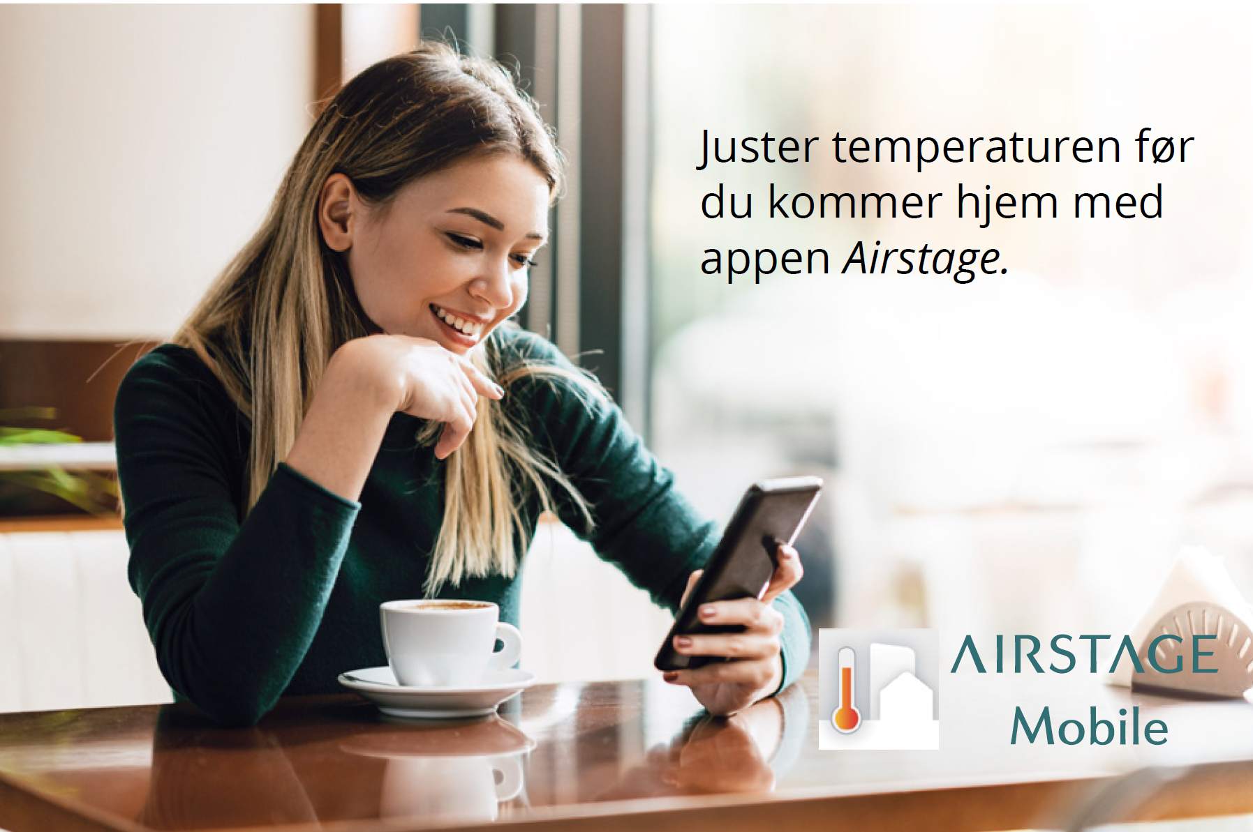 Juster temperaturen på varmepumpen før du kommer hjem med appen Airstage Mobile.